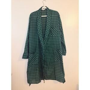 Mint Vintage 60s JCPenney Mens Towncraft Rockabilly Green Plaid Robe Large